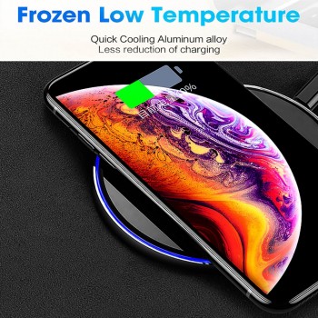 ROCK Metal 10W Wireless Charger Mirror Fast Charging for iPhone 8 X XR XS Max Samsung S10 S9 Desktop Wireless Charger Pad