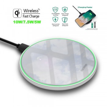 ROCK Metal 10W Wireless Charger Mirror Fast Charging for iPhone 8 X XR XS Max Samsung S10 S9 Desktop Wireless Charger Pad