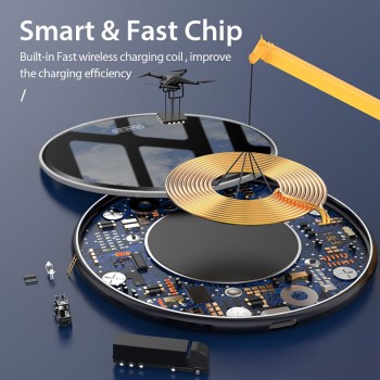ROCK Metal 10W Wireless Charger Mirror Fast Charging for iPhone 8 X XR XS Max Samsung S10 S9 Desktop Wireless Charger Pad