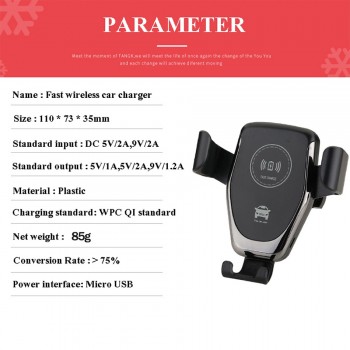 Qi 10W Car Fast Wireless Charger For iPhone 8 8 Plus XS 7.5W Car Wireless Charger For Samsung Galaxy S7 S8 S9 S10 Note 9 Charger