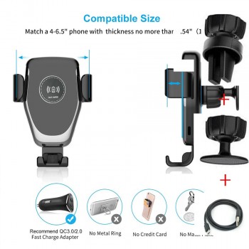 Qi 10W Car Fast Wireless Charger For iPhone 8 8 Plus XS 7.5W Car Wireless Charger For Samsung Galaxy S7 S8 S9 S10 Note 9 Charger