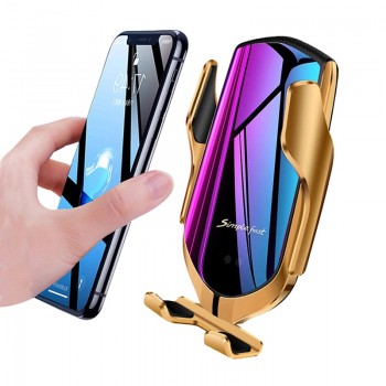 Qi Car Wireless Charger Infrared Sensor Auto Clamp Holder 10W Fast Charging Mobile Phone Support Wireless Inductive Car Charger