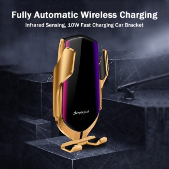 Qi Car Wireless Charger Infrared Sensor Auto Clamp Holder 10W Fast Charging Mobile Phone Support Wireless Inductive Car Charger