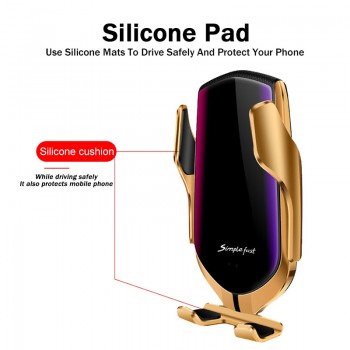 Qi Car Wireless Charger Infrared Sensor Auto Clamp Holder 10W Fast Charging Mobile Phone Support Wireless Inductive Car Charger