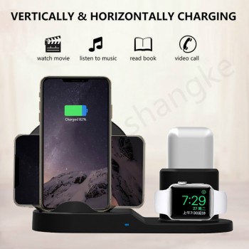 Wireless Charger Stand for iPhone AirPods Apple Watch, Charge Dock Station Charger for Apple Watch Series 4/3/2/1 iPhone X 8 XS
