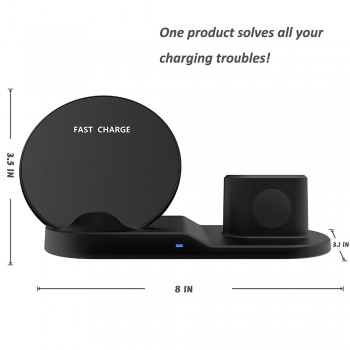 Wireless Charger Stand for iPhone AirPods Apple Watch, Charge Dock Station Charger for Apple Watch Series 4/3/2/1 iPhone X 8 XS