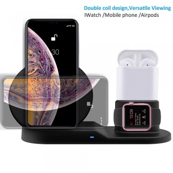 Wireless Charger Stand for iPhone AirPods Apple Watch, Charge Dock Station Charger for Apple Watch Series 4/3/2/1 iPhone X 8 XS