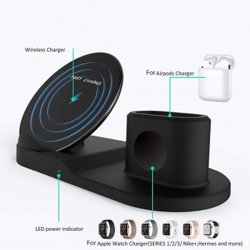 Wireless Charger Stand for iPhone AirPods Apple Watch, Charge Dock Station Charger for Apple Watch Series 4/3/2/1 iPhone X 8 XS