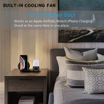 Wireless Charger Stand for iPhone AirPods Apple Watch, Charge Dock Station Charger for Apple Watch Series 4/3/2/1 iPhone X 8 XS
