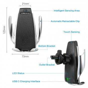 Wireless charging Car Charger IR Automatic 360 Rotate car phone holder Air Vent Suction Phone  Mount Bracket For iphone Android