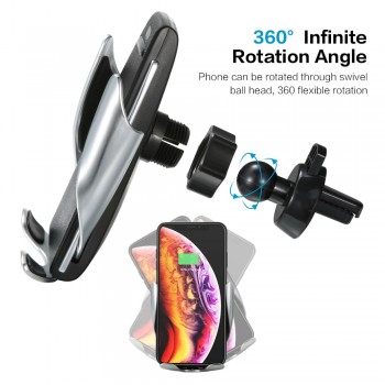 Wireless charging Car Charger IR Automatic 360 Rotate car phone holder Air Vent Suction Phone  Mount Bracket For iphone Android