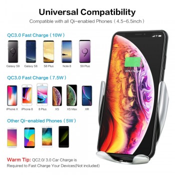 Wireless charging Car Charger IR Automatic 360 Rotate car phone holder Air Vent Suction Phone  Mount Bracket For iphone Android