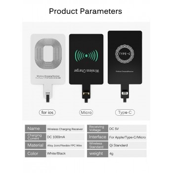 FDGAO Qi Wireless Charger Pad Coil Universal Wireless Charging Receiver module For iPhone 6 7 Plus Samsung Xiaomi Huawei Type-C