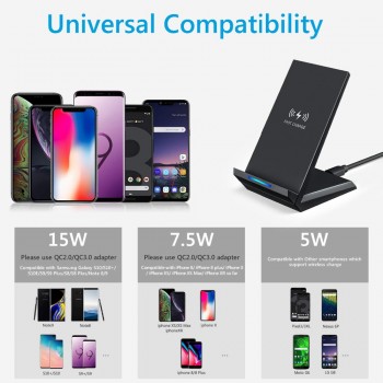 Qi Fast Wireless Charger 15W Charging Station Stand For Samsung S10 S9 Note 10 Plus Xiaomi mi9 HuaweiP30Pro cargador inalambrico
