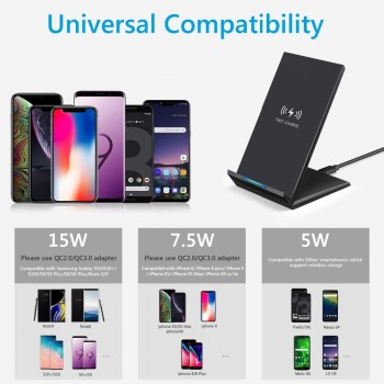 Qi Fast Wireless Charger 15W Charging Station Stand For Samsung S10 S9 Note 10 Plus Xiaomi mi9 HuaweiP30Pro cargador inalambrico