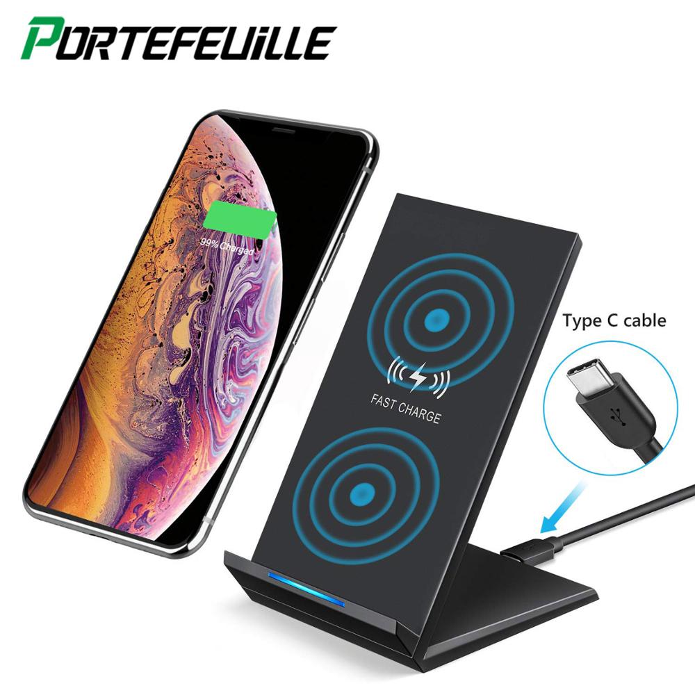 Qi Fast Wireless Charger 15W Charging Station Stand For Samsung S10 S9 Note 10 Plus Xiaomi mi9 HuaweiP30Pro cargador inalambrico