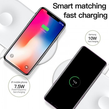 Baseus 2 in 1 Wireless Charger Pad For Apple Watch 4/3/2/1 Upgrade Version Fast Wireless Charging for iPhone 8 Xs Max Samsung S9