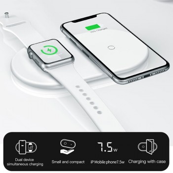 Baseus 2 in 1 Wireless Charger Pad For Apple Watch 4/3/2/1 Upgrade Version Fast Wireless Charging for iPhone 8 Xs Max Samsung S9