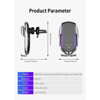 DCAE Car Phone Holder Automatic Clamping 10W Qi Wireless Charger Fast Charging for iPhone X XS XR 8 11 Samsung S10 S9 S8 Note 10