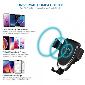 FDGAO 10W Car Mount Wireless Charger for iPhone XS Max XR X 8 Quick Qi Fast Charging Car Phone Holder For Samsung S10 S9 S8 Plus