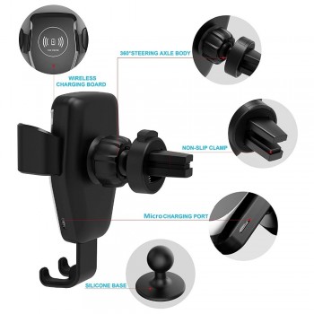 FDGAO 10W Car Mount Wireless Charger for iPhone XS Max XR X 8 Quick Qi Fast Charging Car Phone Holder For Samsung S10 S9 S8 Plus