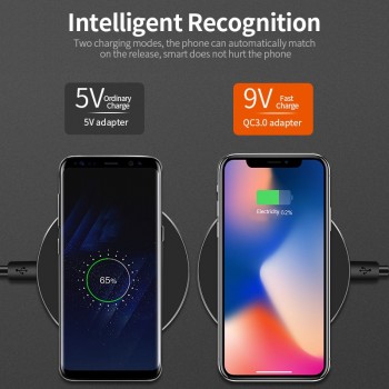 Qi Metal 10W Wireless Charger For iPhone 8 X XR XS Max QC3.0 Fast Wireless Charging for Samsung S10 S9 Note 8 9 USB Charger Pad