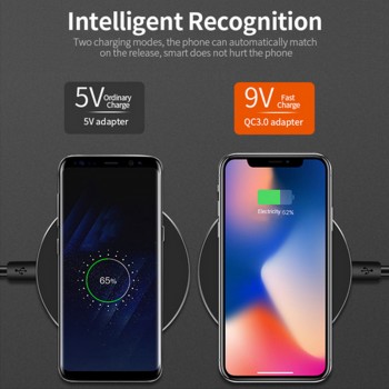 Qi Metal 10W Wireless Charger For iPhone 8 X XR XS Max QC3.0 Fast Wireless Charging for Samsung S10 S9 Note 8 9 USB Charger Pad