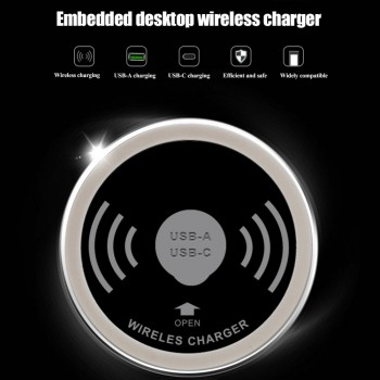 Built in Desktop Device Qi Fast Wireless Charger 15W 10W 7.5W or 5W Quick Charger 3.0 Embedded Caricabatter Tipe C Chargeur