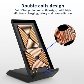 Coolreall Qi Wireless Charger Stand for iPhone X XS 8 XR Samsung S9 S10 S8 S10E 15W Fast Wireless Charging Station Phone Charger