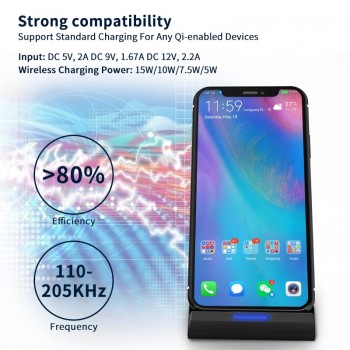 Coolreall Qi Wireless Charger Stand for iPhone X XS 8 XR Samsung S9 S10 S8 S10E 15W Fast Wireless Charging Station Phone Charger