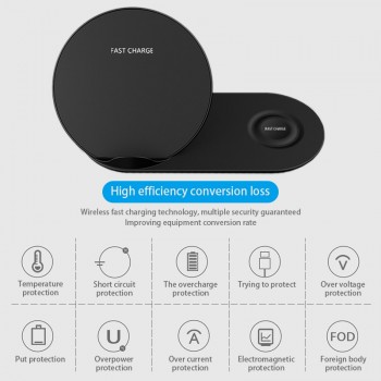 10W Qi Wireless Charger Stand For Samasung S9 + S10 S8 S7 Fast Charging Dock Station for Samsung Watch Wireless charging pad