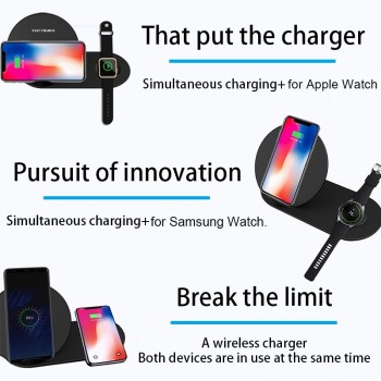 10W Qi Wireless Charger Stand For Samasung S9 + S10 S8 S7 Fast Charging Dock Station for Samsung Watch Wireless charging pad