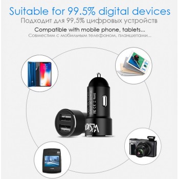 VVKing Dual USB Car Charger Adapter 5V 3.0A Max For iPhone Xiaomi Samsung Huawei ipad Mobile Phone 2 Port Metal Car DVR Charger