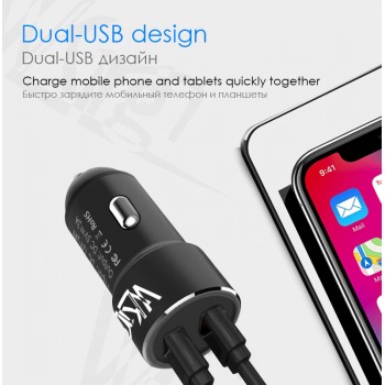 VVKing Dual USB Car Charger Adapter 5V 3.0A Max For iPhone Xiaomi Samsung Huawei ipad Mobile Phone 2 Port Metal Car DVR Charger