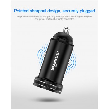 Rocketek All Metal USB Car Charger For Mobile Phone Tablet GPS 3.1A Fast Charger Car-Charger Dual USB Car Phone Charger Adapter