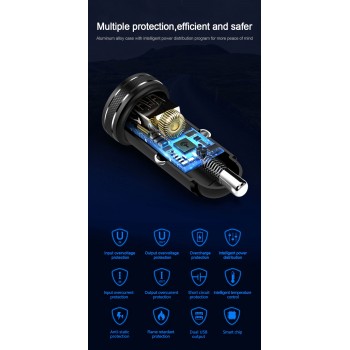 Rocketek All Metal USB Car Charger For Mobile Phone Tablet GPS 3.1A Fast Charger Car-Charger Dual USB Car Phone Charger Adapter