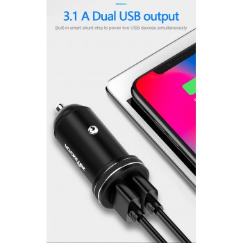 Rocketek All Metal USB Car Charger For Mobile Phone Tablet GPS 3.1A Fast Charger Car-Charger Dual USB Car Phone Charger Adapter
