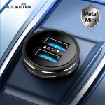 Rocketek All Metal USB Car Charger For Mobile Phone Tablet GPS 3.1A Fast Charger Car-Charger Dual USB Car Phone Charger Adapter