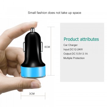VIKEFON 3.1A Mini USB Car Charger For Mobile Phone Tablet GPS Fast Charger Car-Charger Dual USB Phone Charger Adapter in Car