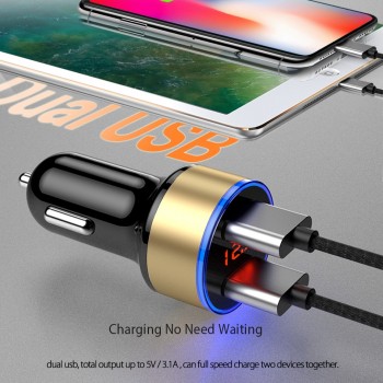 VIKEFON 3.1A Mini USB Car Charger For Mobile Phone Tablet GPS Fast Charger Car-Charger Dual USB Phone Charger Adapter in Car