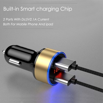 VIKEFON 3.1A Mini USB Car Charger For Mobile Phone Tablet GPS Fast Charger Car-Charger Dual USB Phone Charger Adapter in Car