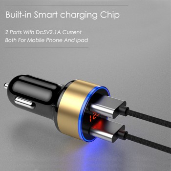 Mini Fast Charger Dual USB Car Phone Charger 5V 3.1A With LED Display Universal Phone Charger for iPhone Samsung Xiaomi