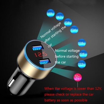 Mini Fast Charger Dual USB Car Phone Charger 5V 3.1A With LED Display Universal Phone Charger for iPhone Samsung Xiaomi