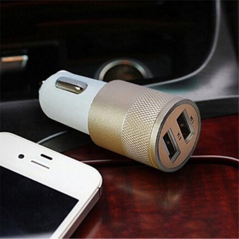 2.1A 1A Dual USB Car Charger Aluminum Alloy Universal Intelligent Charging Auto Charger For iPhone Samsung Mobile Android Phone