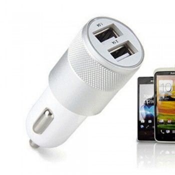 2.1A 1A Dual USB Car Charger Aluminum Alloy Universal Intelligent Charging Auto Charger For iPhone Samsung Mobile Android Phone