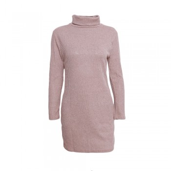 New Solid Long Sleeve Autumn Winter Dresses Women Turtleneck Warm Knitted Sweater Dress Casual Loose Mini Dress