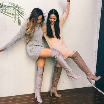 New Solid Long Sleeve Autumn Winter Dresses Women Turtleneck Warm Knitted Sweater Dress Casual Loose Mini Dress