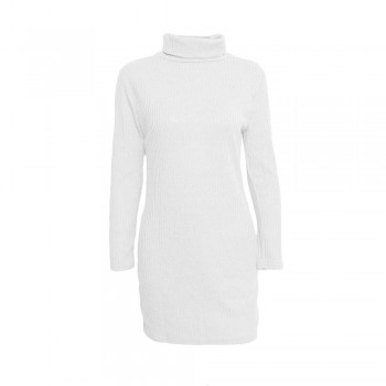 New Solid Long Sleeve Autumn Winter Dresses Women Turtleneck Warm Knitted Sweater Dress Casual Loose Mini Dress
