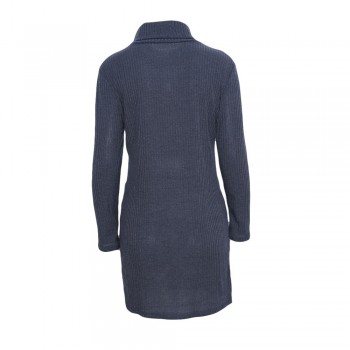 New Solid Long Sleeve Autumn Winter Dresses Women Turtleneck Warm Knitted Sweater Dress Casual Loose Mini Dress