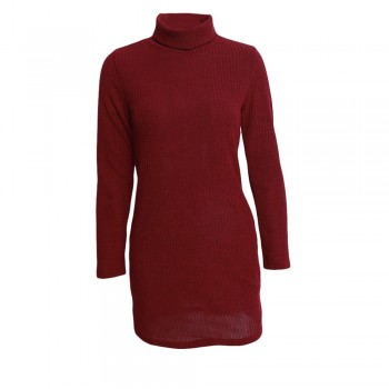 New Solid Long Sleeve Autumn Winter Dresses Women Turtleneck Warm Knitted Sweater Dress Casual Loose Mini Dress